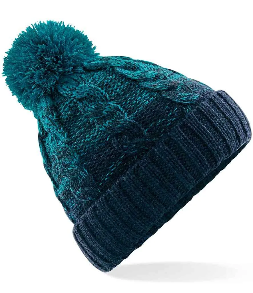 Beechfield Ombré Pom Pom Beanie | Teal/French Navy