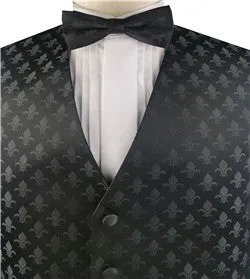 Black  Classical Tailored  Polyester Waistcoat Cravat Hanky