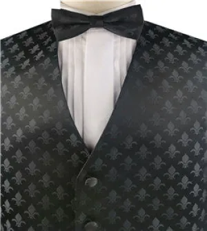 Black  Classical Tailored  Polyester Waistcoat Cravat Hanky
