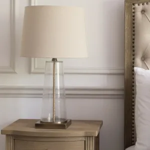 Bubbled Tapered Glass Lamp with Shade 63cm