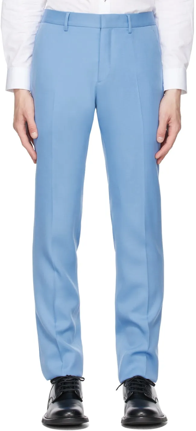 Burberry Blue Wool Tailored Tuxedo Trousers