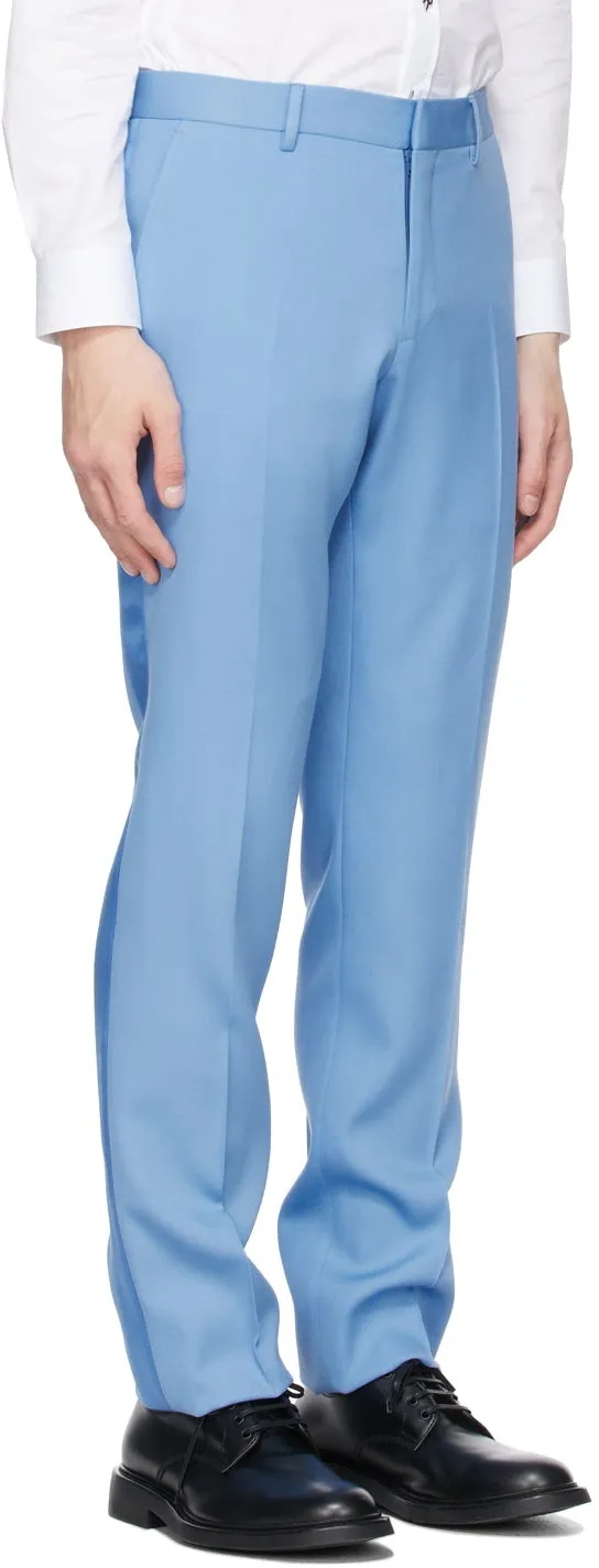 Burberry Blue Wool Tailored Tuxedo Trousers