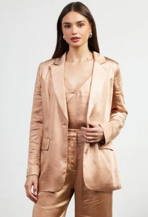 Champagne Dreams Tailored Satin Blazer