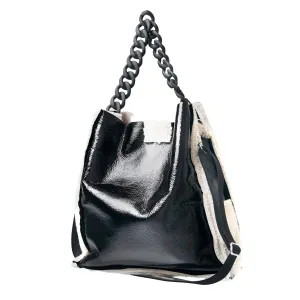Cosy Shopper Patent Leather Bag XL - Black