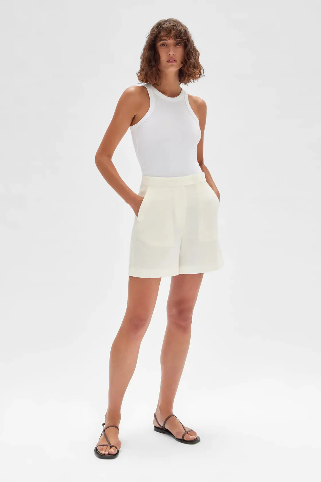 LEILA LINEN SHORT | ANTIQUE WHITE