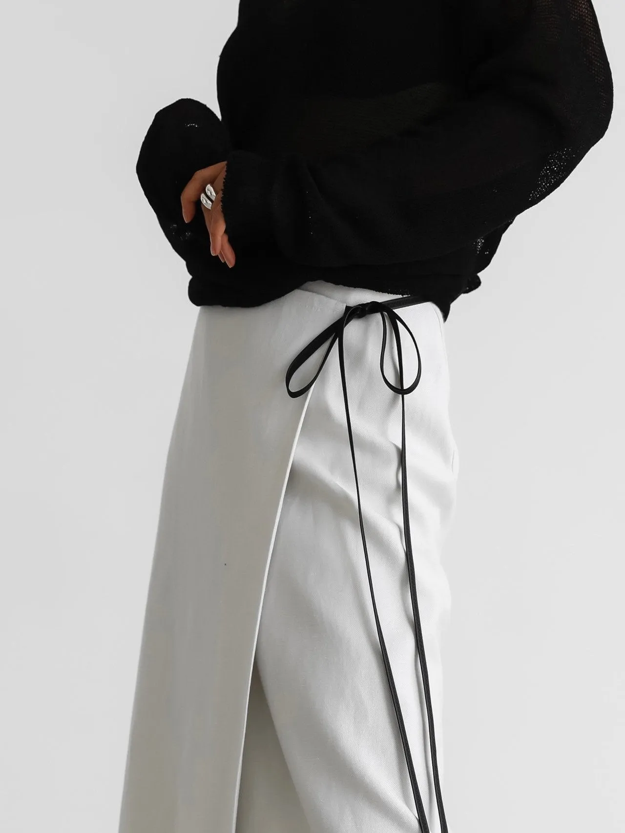 LINEN WRAP PENCIL SKIRT