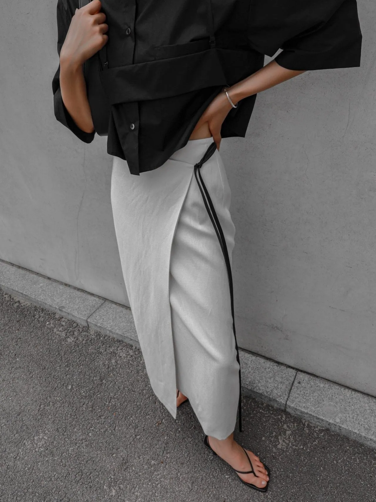 LINEN WRAP PENCIL SKIRT