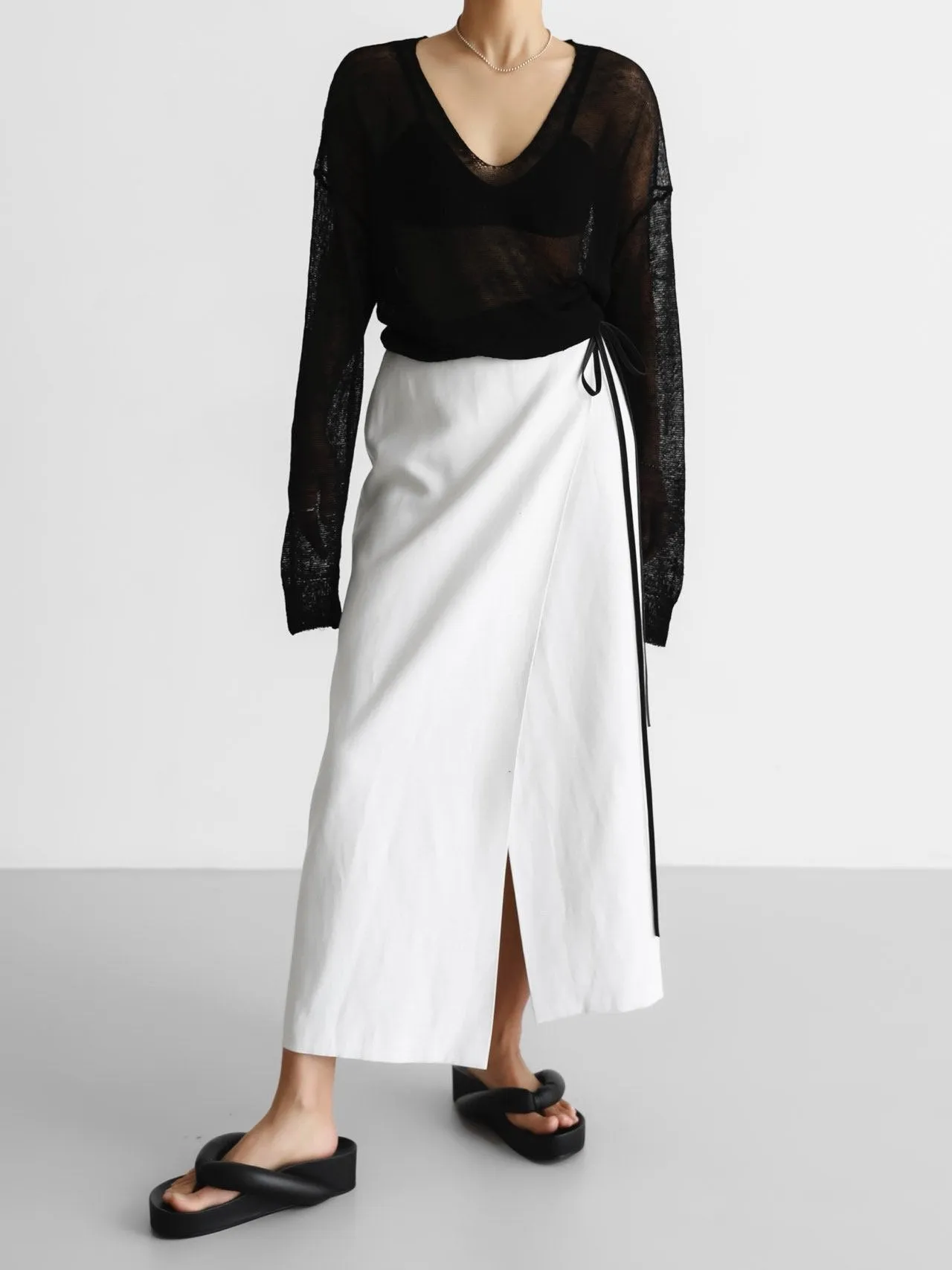 LINEN WRAP PENCIL SKIRT