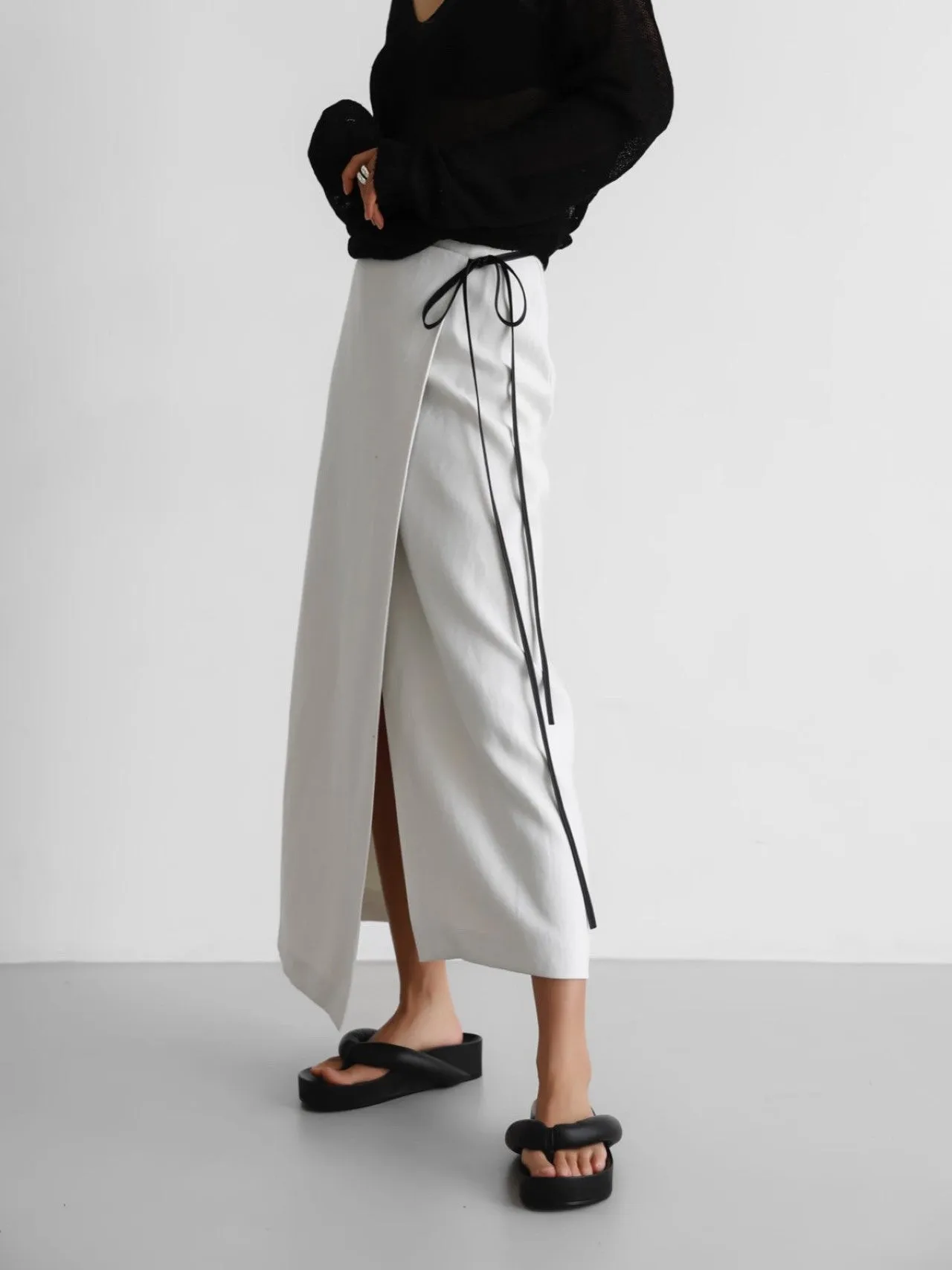 LINEN WRAP PENCIL SKIRT