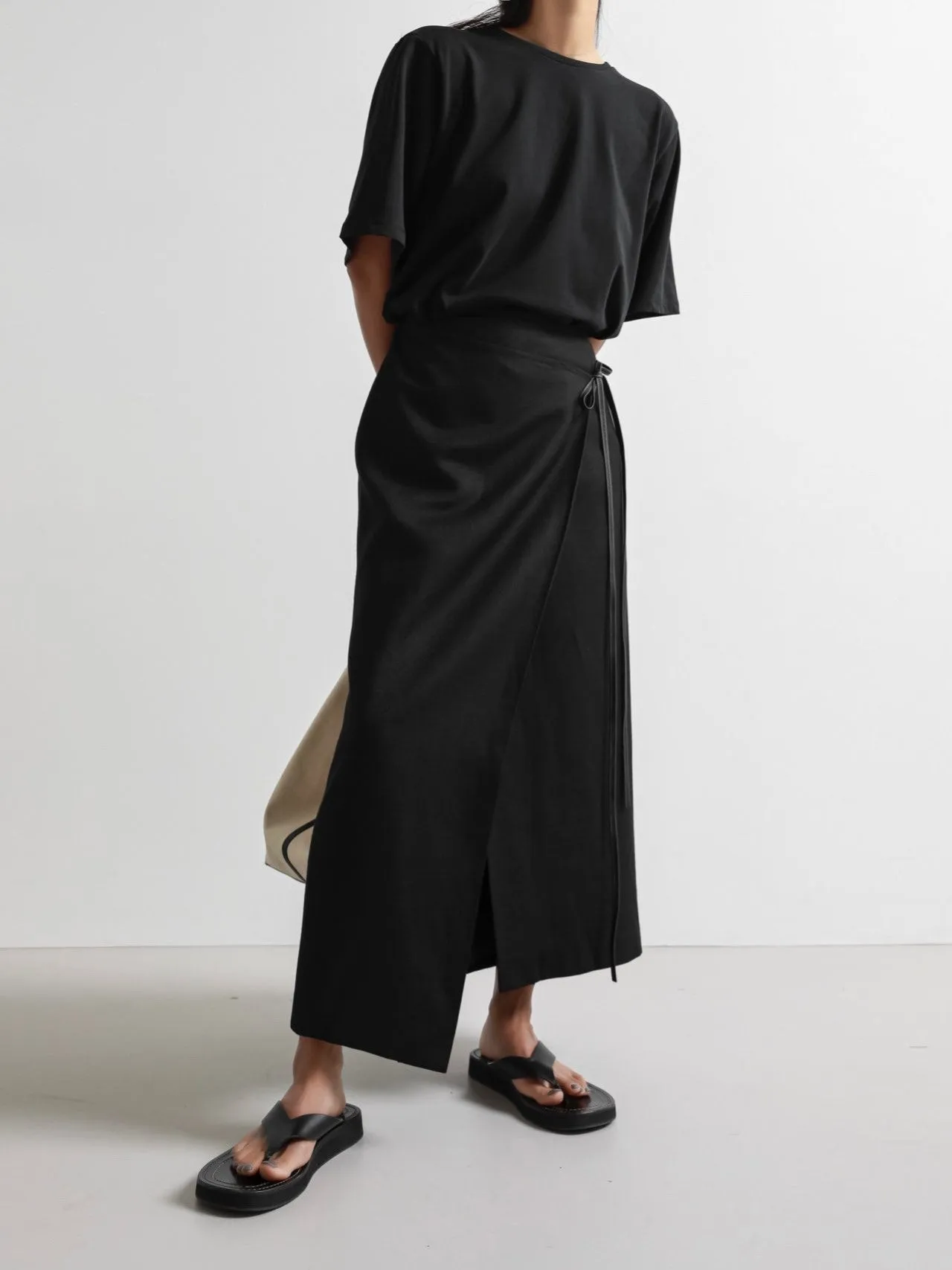 LINEN WRAP PENCIL SKIRT