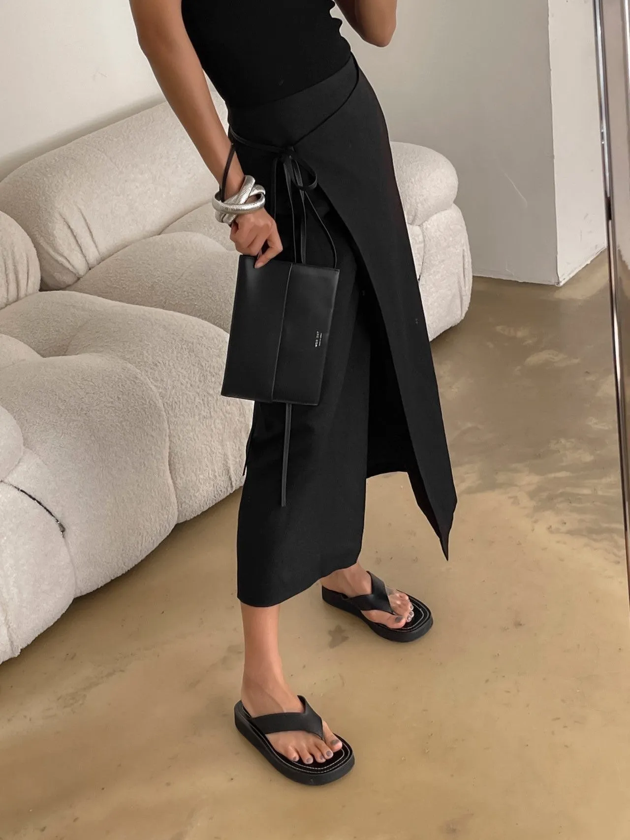 LINEN WRAP PENCIL SKIRT