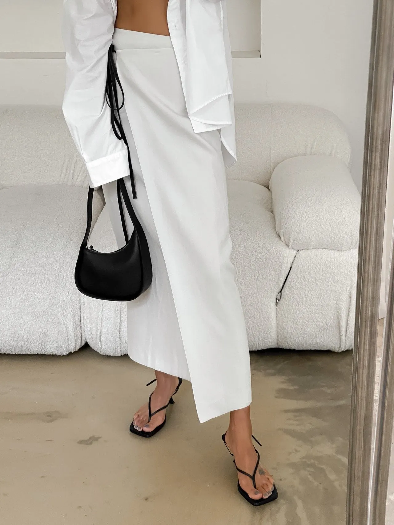LINEN WRAP PENCIL SKIRT