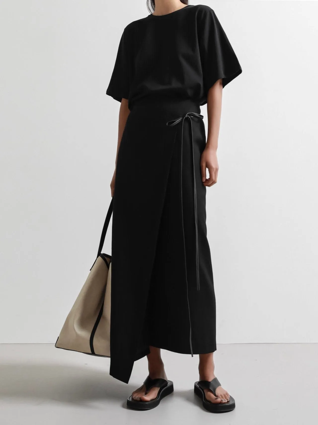 LINEN WRAP PENCIL SKIRT