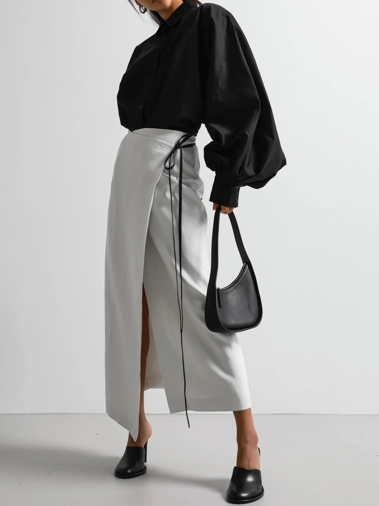 LINEN WRAP PENCIL SKIRT