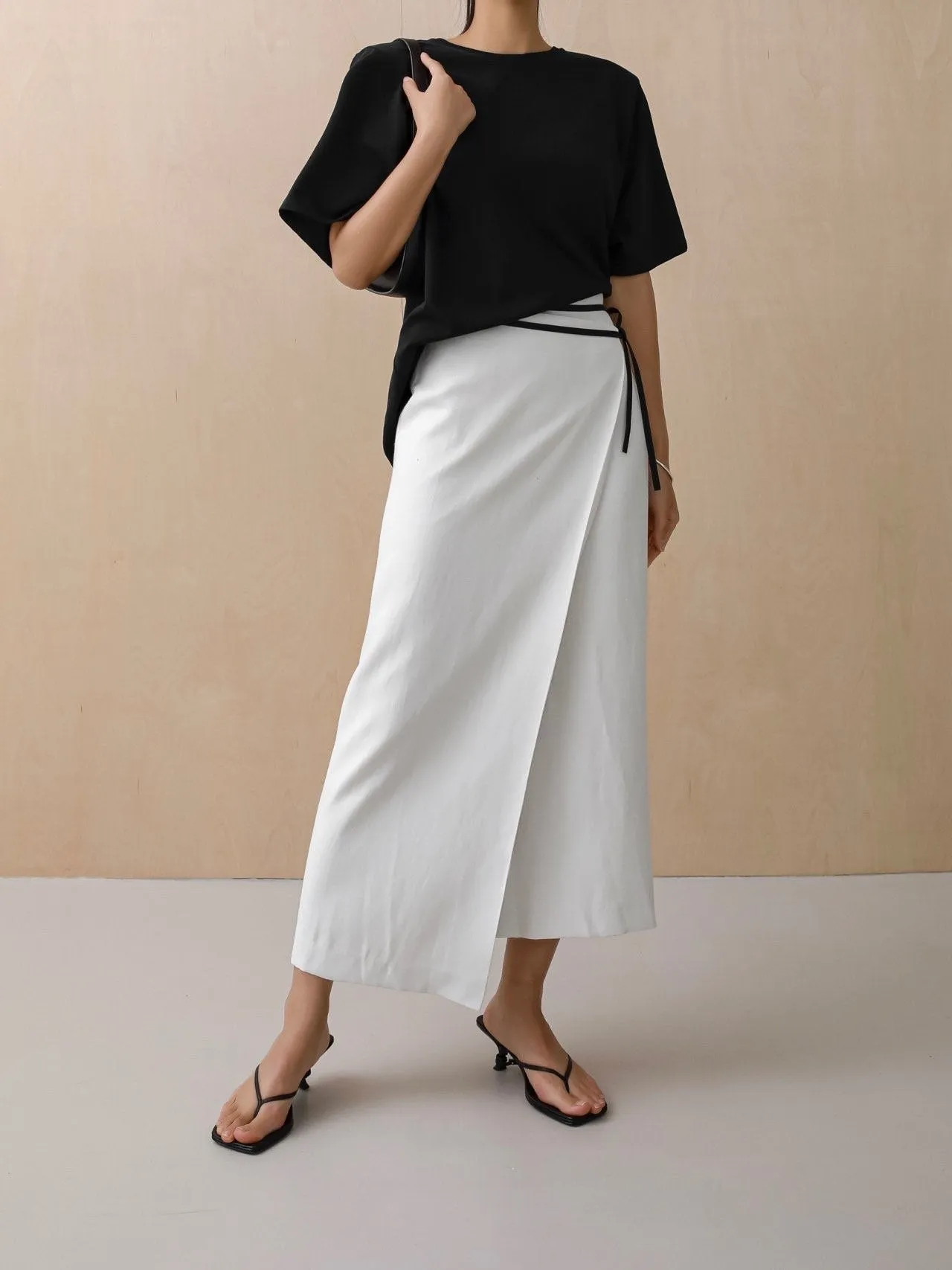LINEN WRAP PENCIL SKIRT