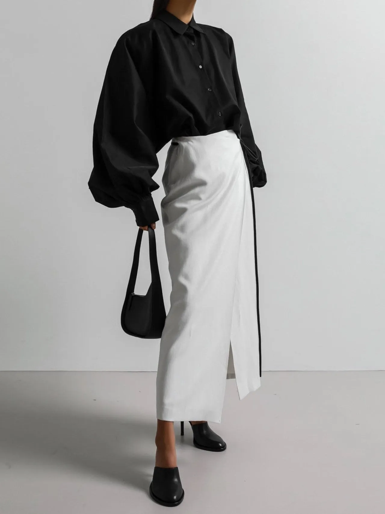 LINEN WRAP PENCIL SKIRT