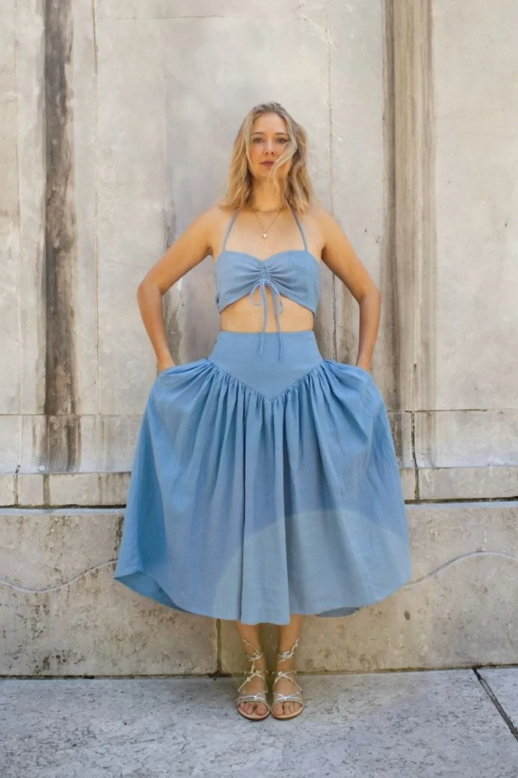 Lucille Skirt Blue Linen