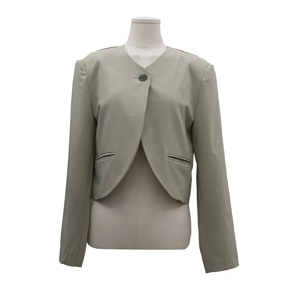 Minimalist Collarless Single Button Tailored Bolero OY19