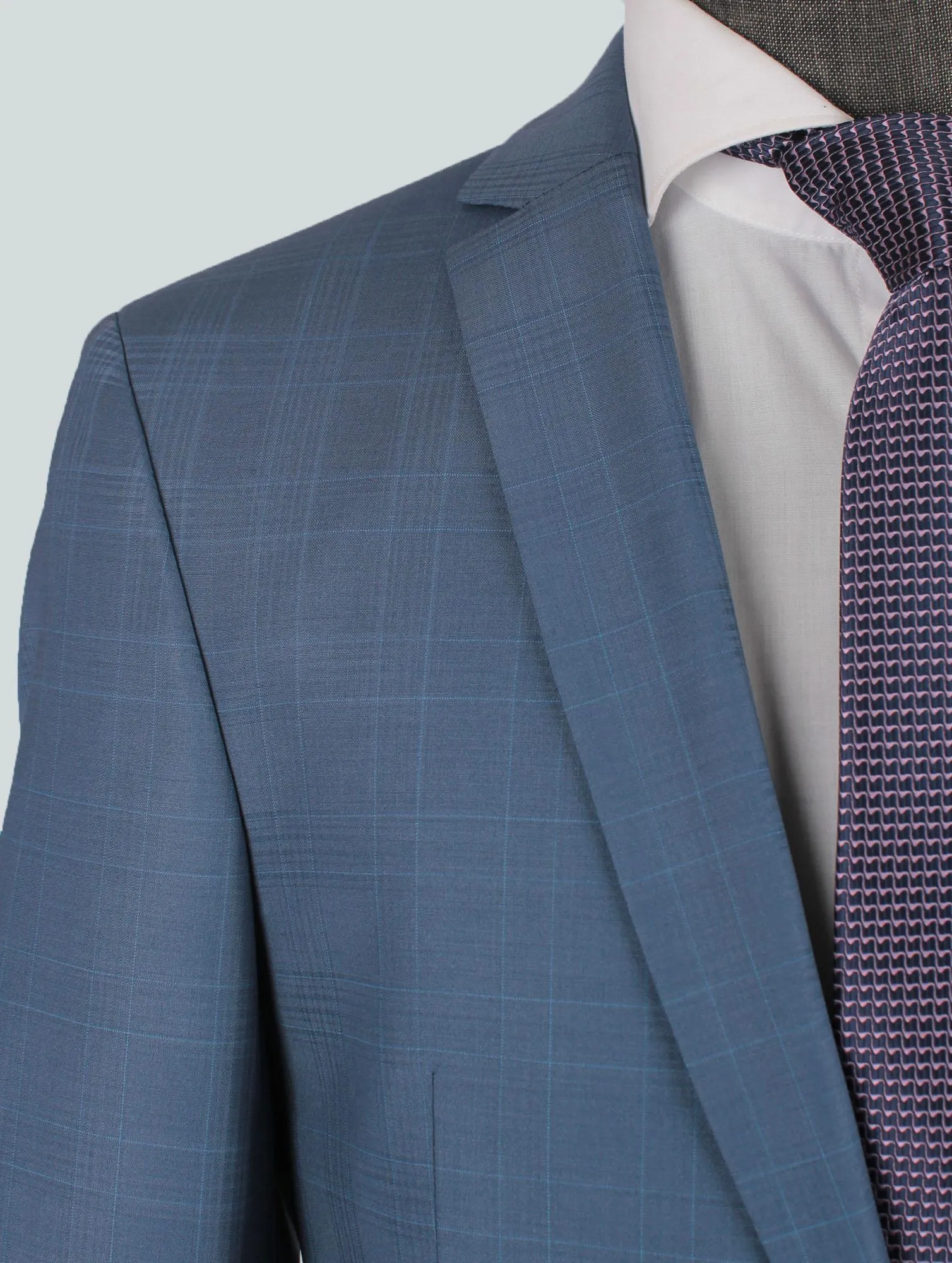 Stripe Light Blue Bespoke Men Suit Tailored