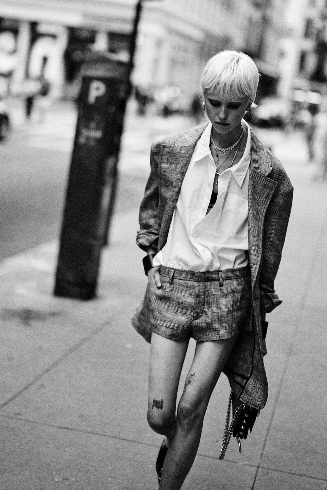 TAILORED MICRO SHORT - BLACK&WHITE GLENPLAID