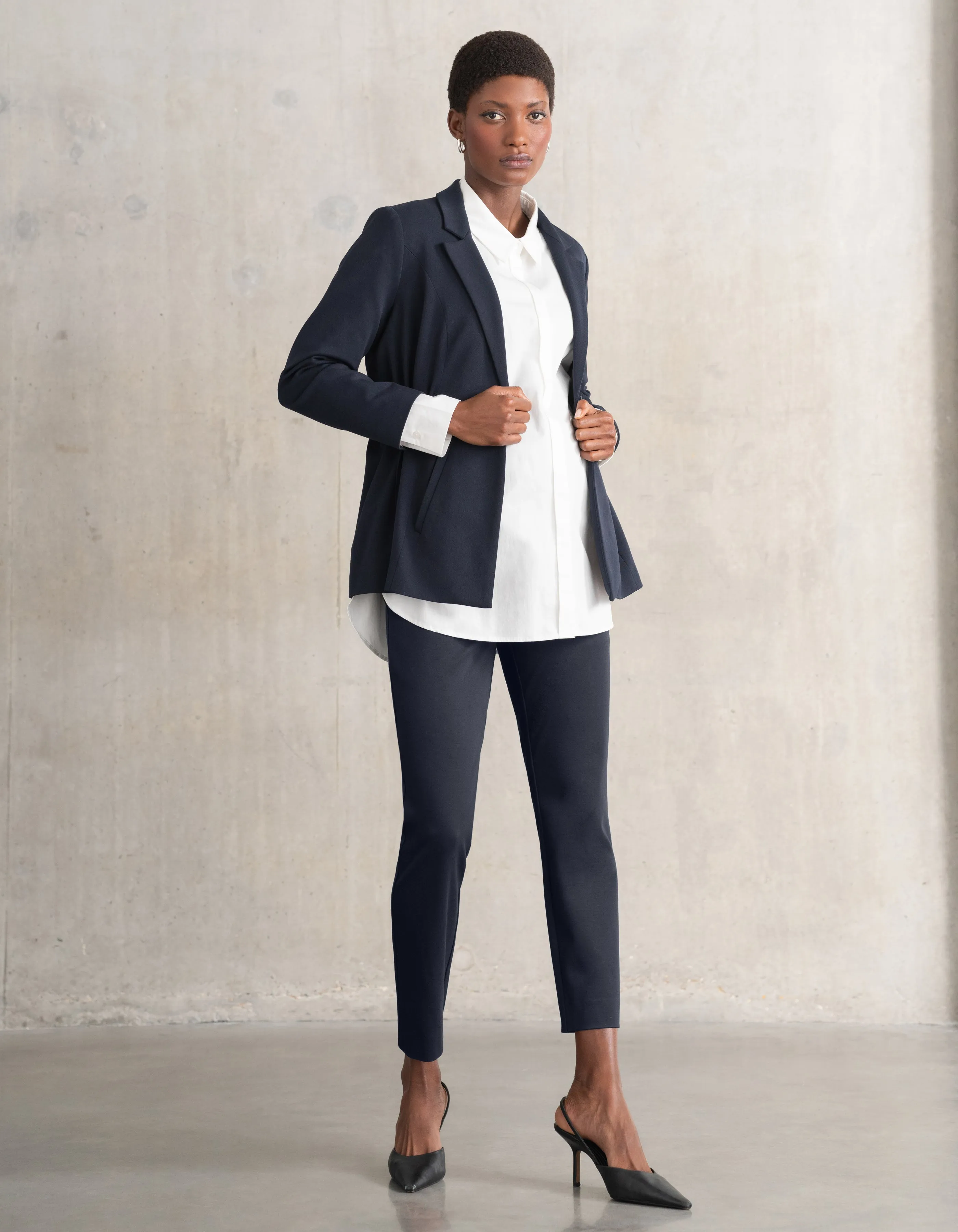 Tailored Navy Maternity Blazer
