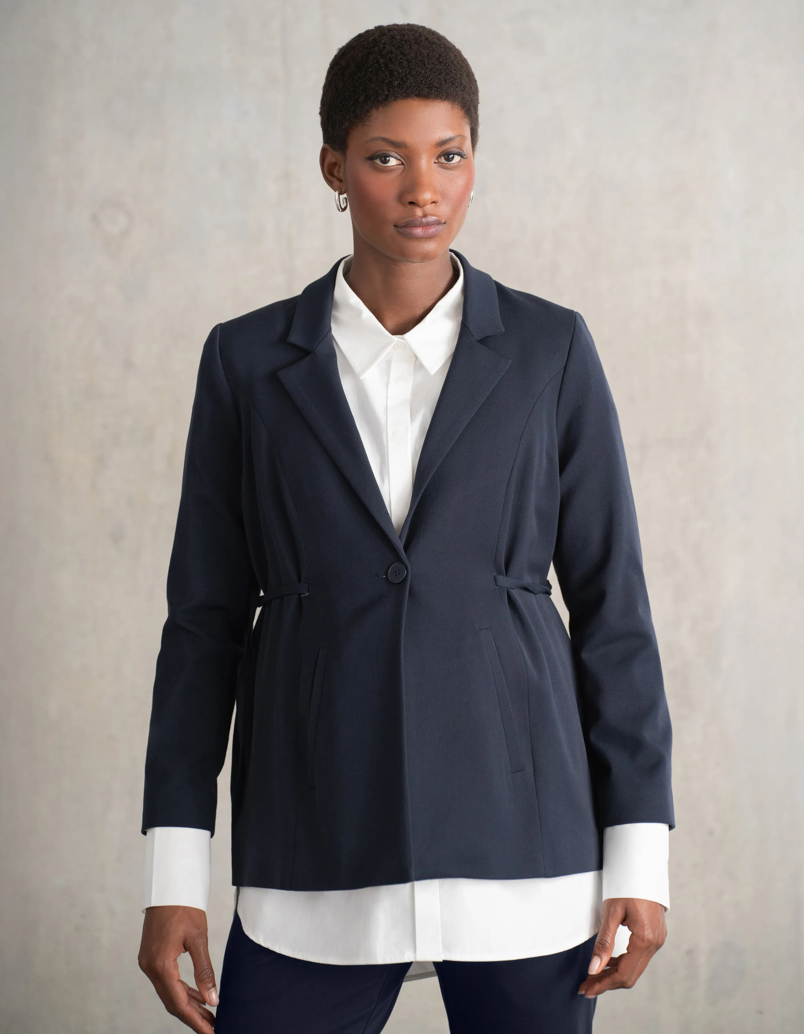 Tailored Navy Maternity Blazer
