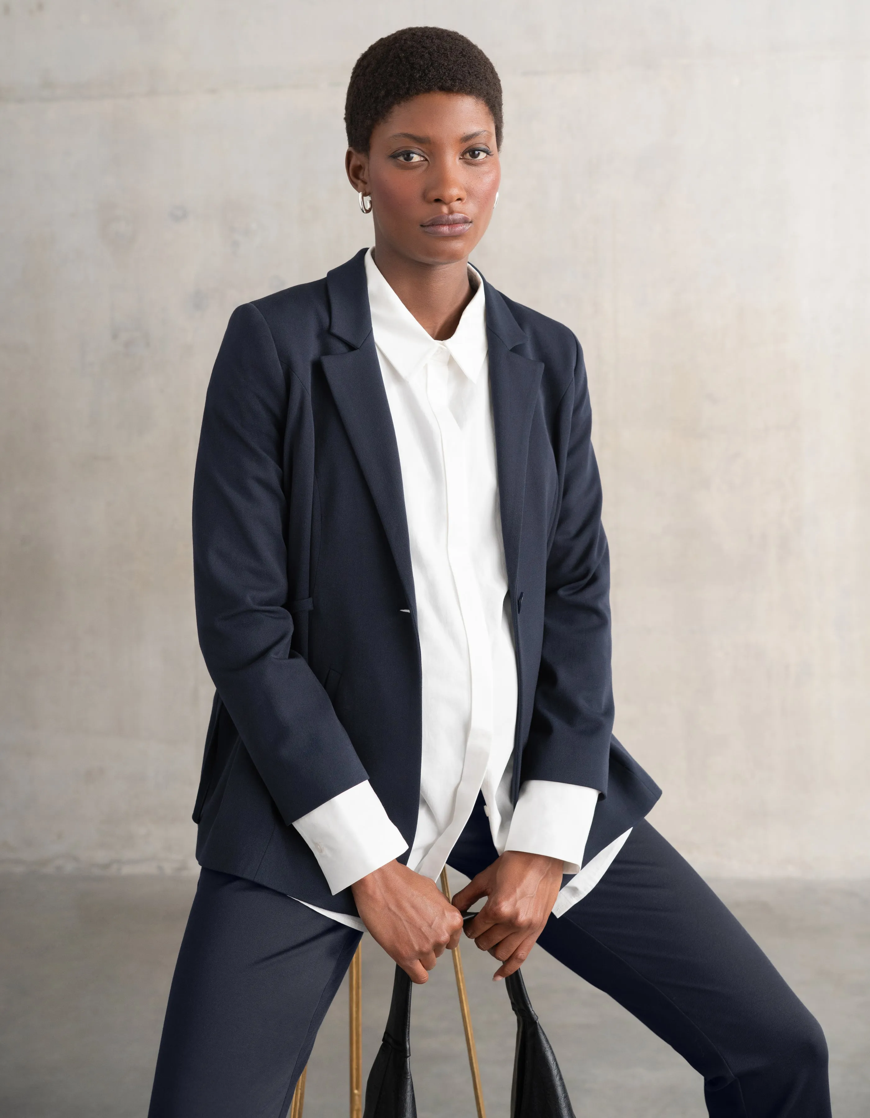 Tailored Navy Maternity Blazer