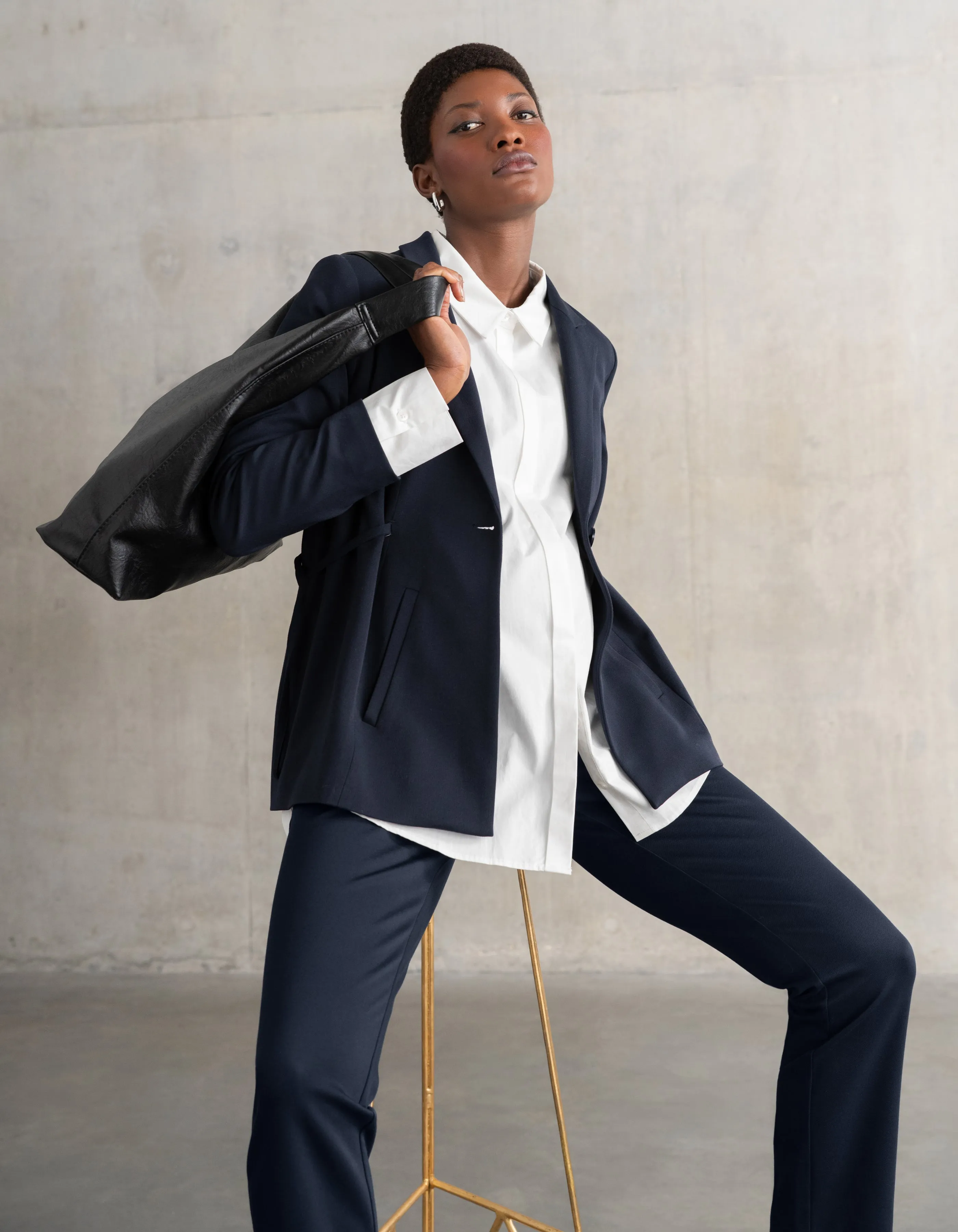 Tailored Navy Maternity Blazer