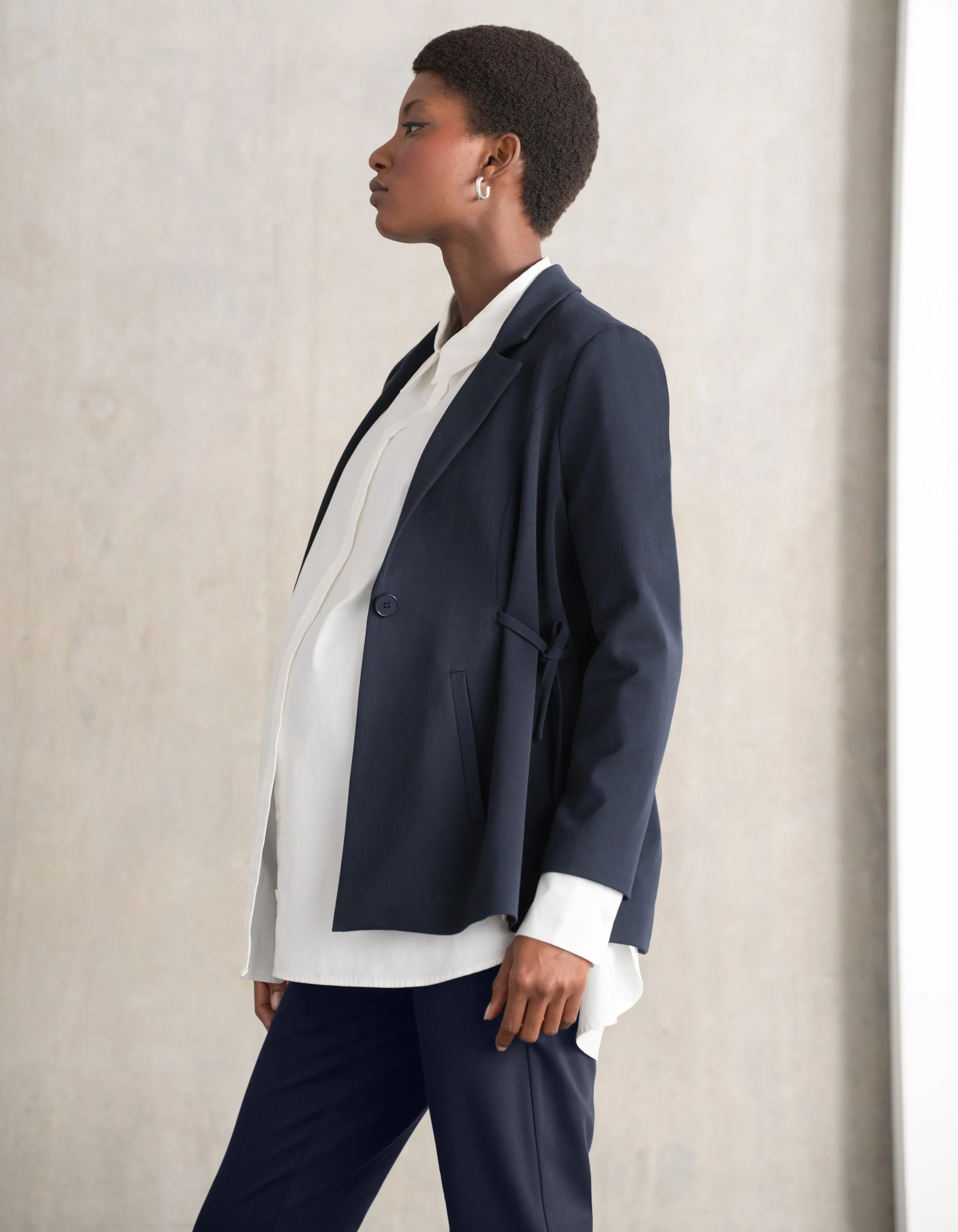 Tailored Navy Maternity Blazer