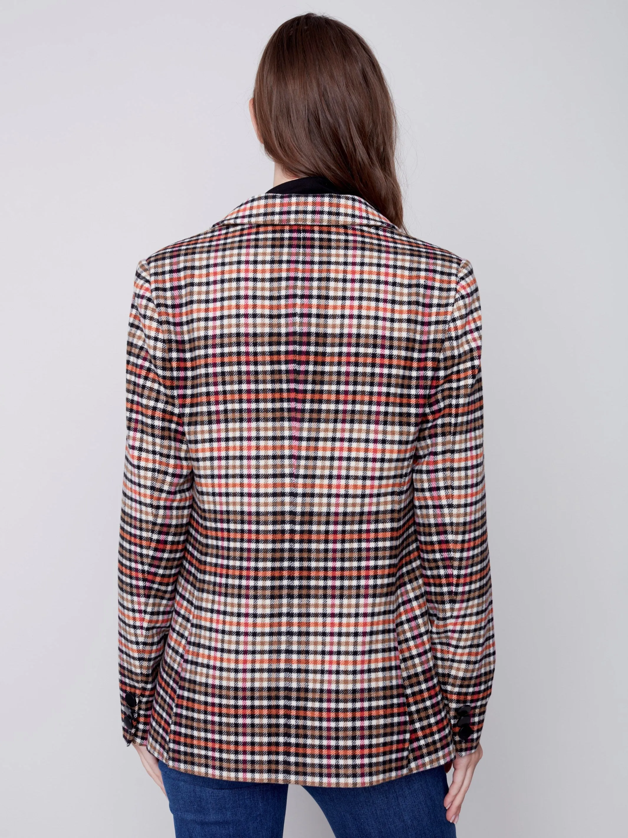 Tailored Plaid Blazer - Truffle