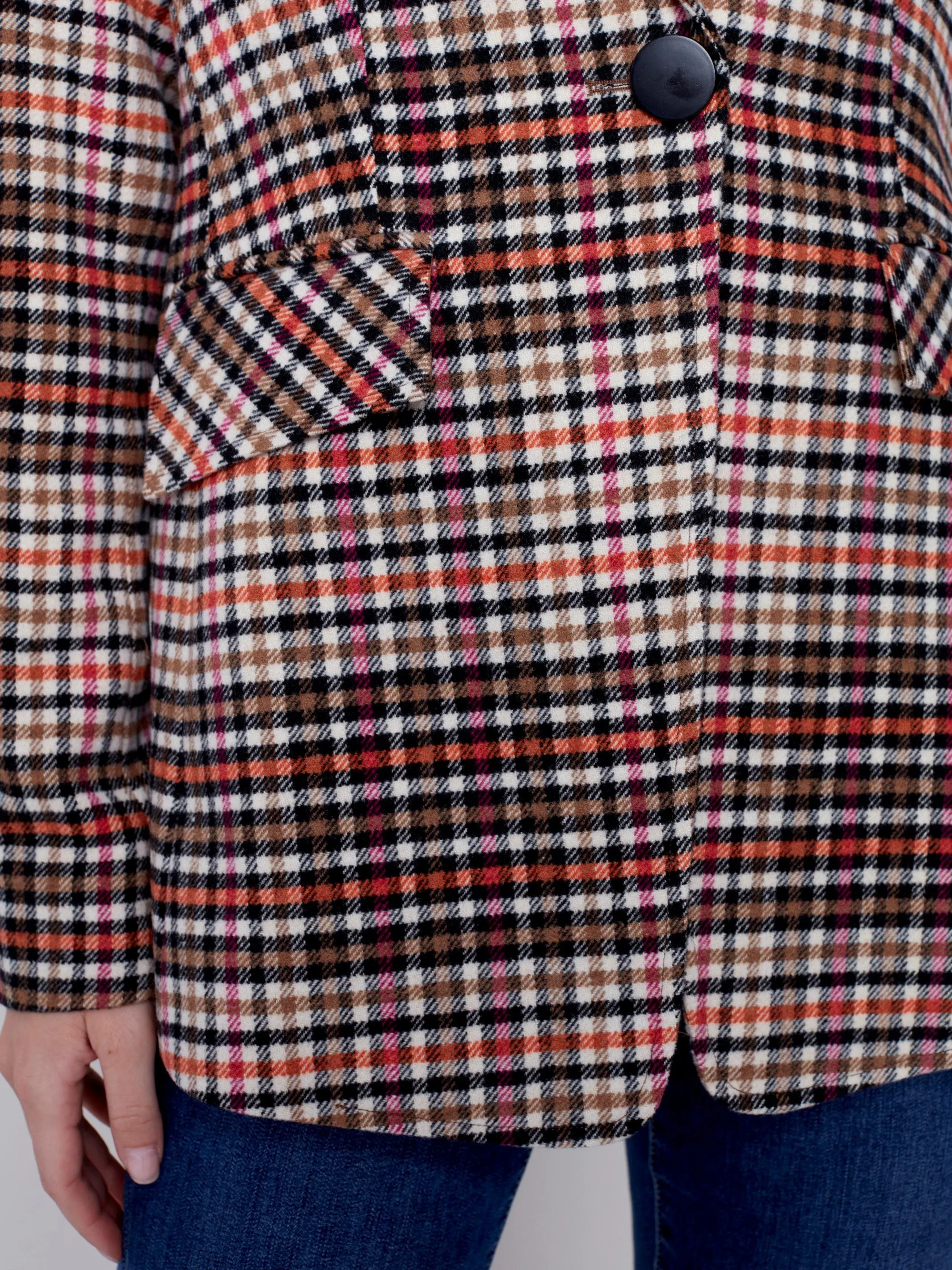 Tailored Plaid Blazer - Truffle
