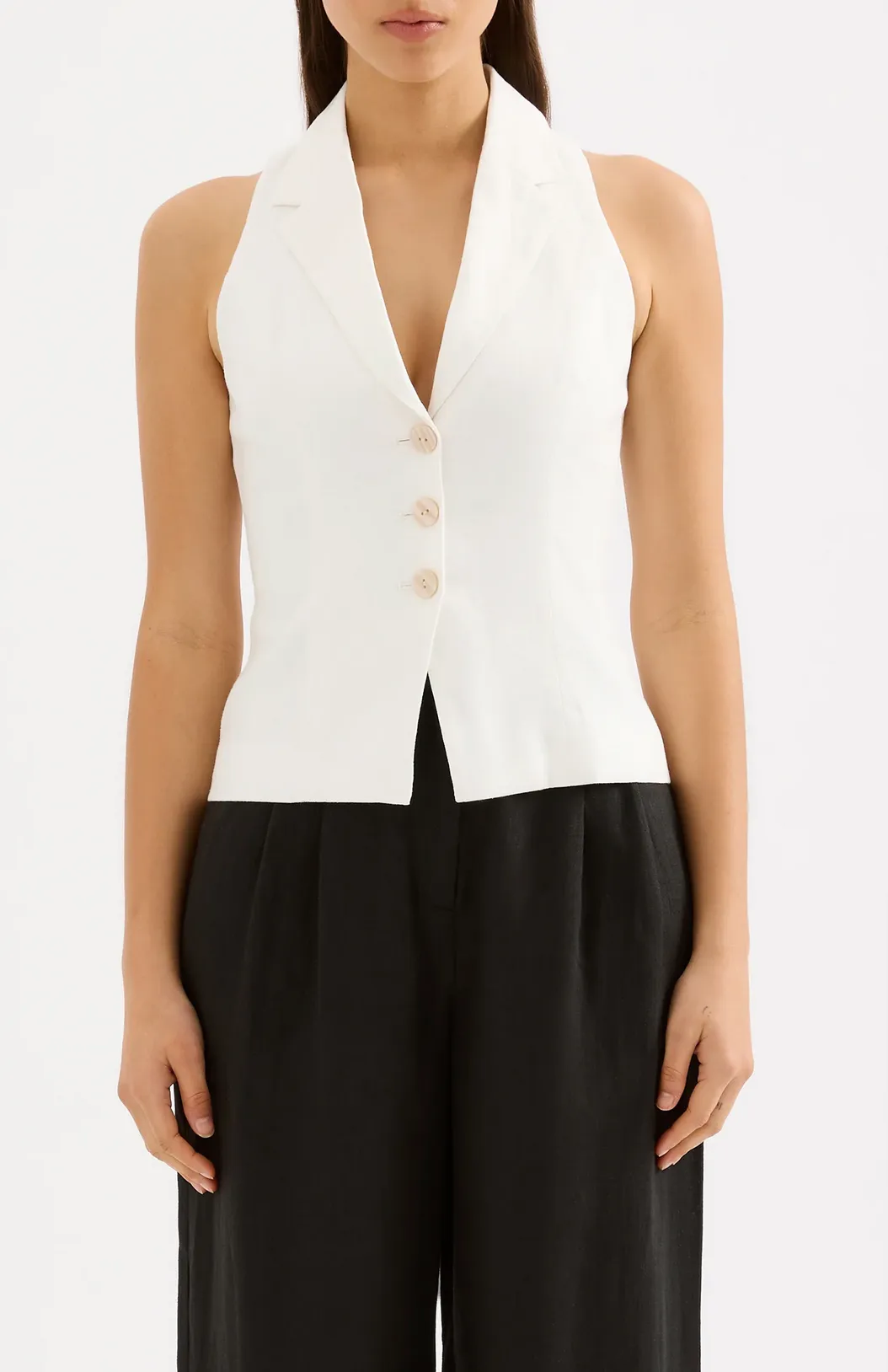 THILDA LINEN VEST | WHITE