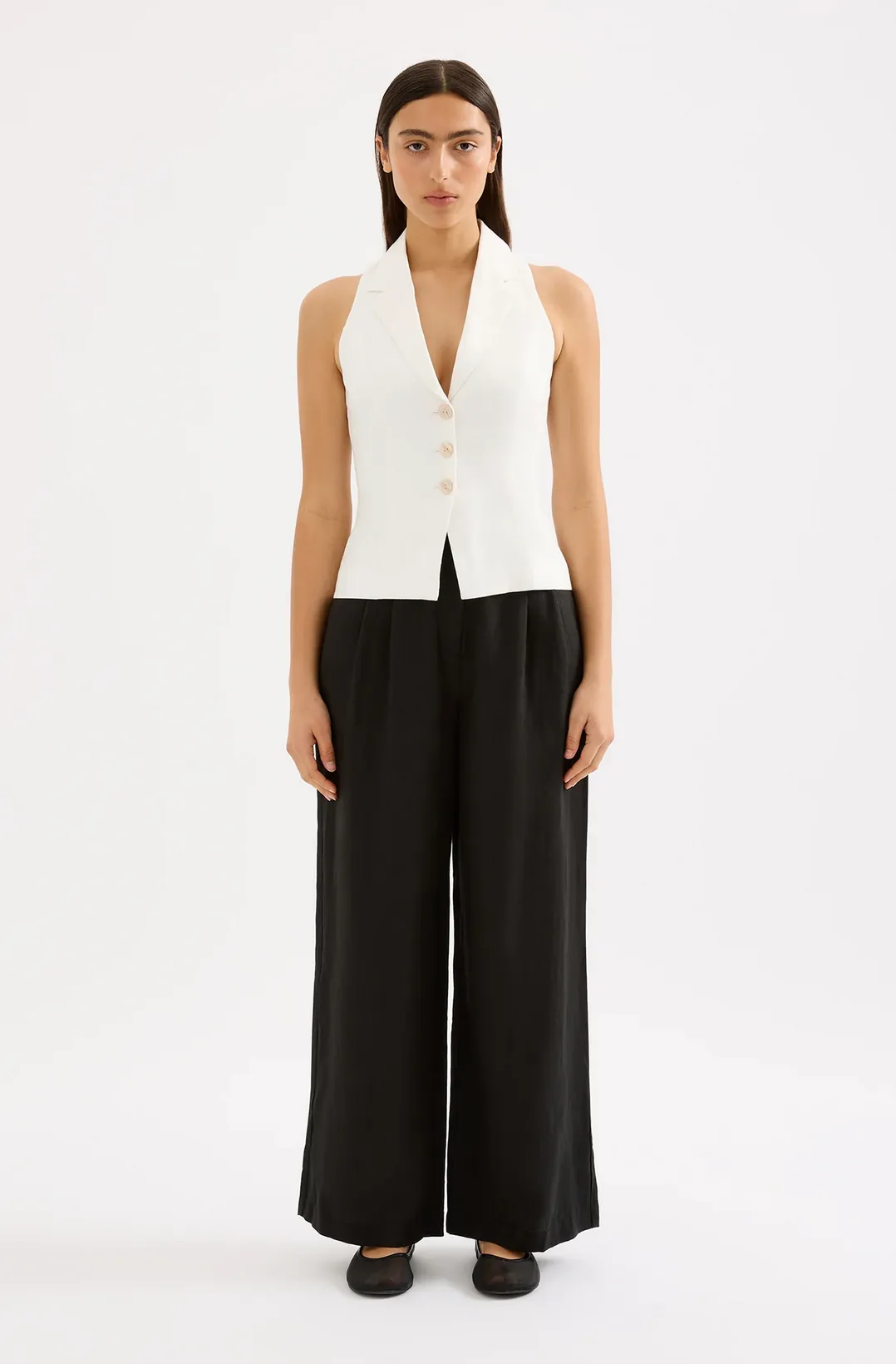 THILDA LINEN VEST | WHITE