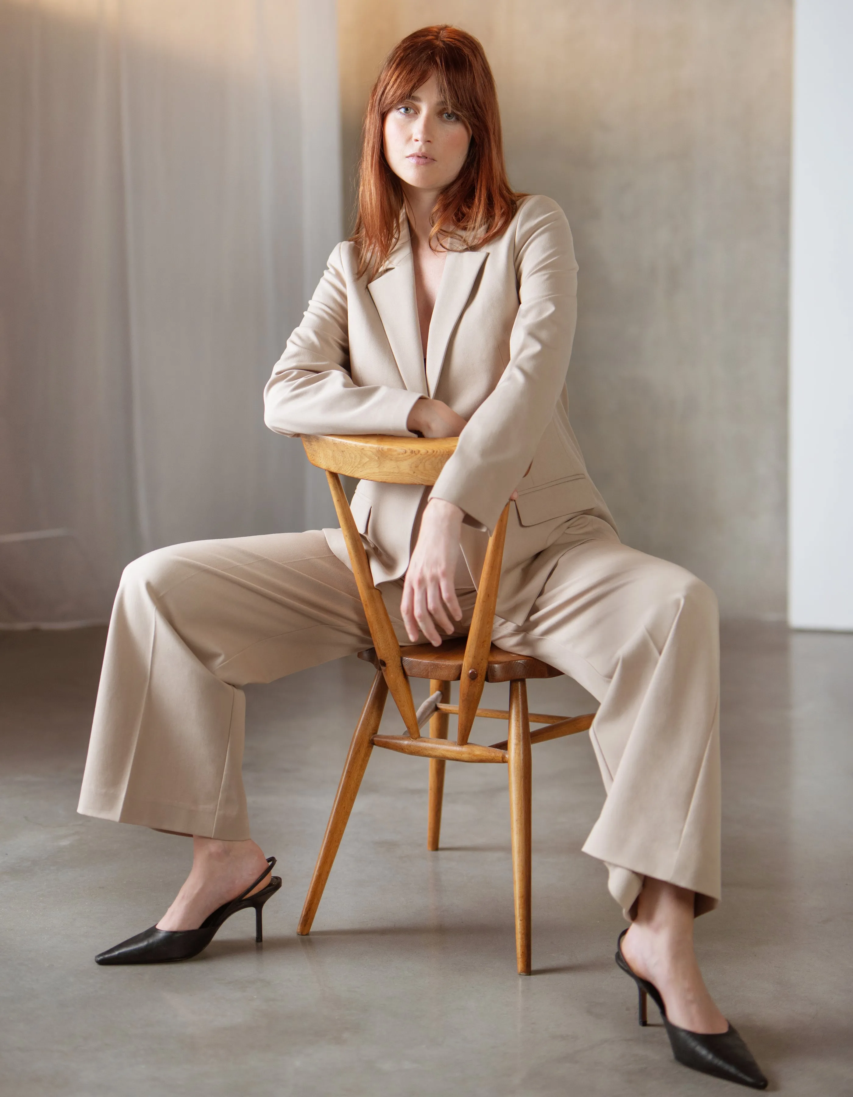 Wide-Leg Tailored Maternity Work Trouser