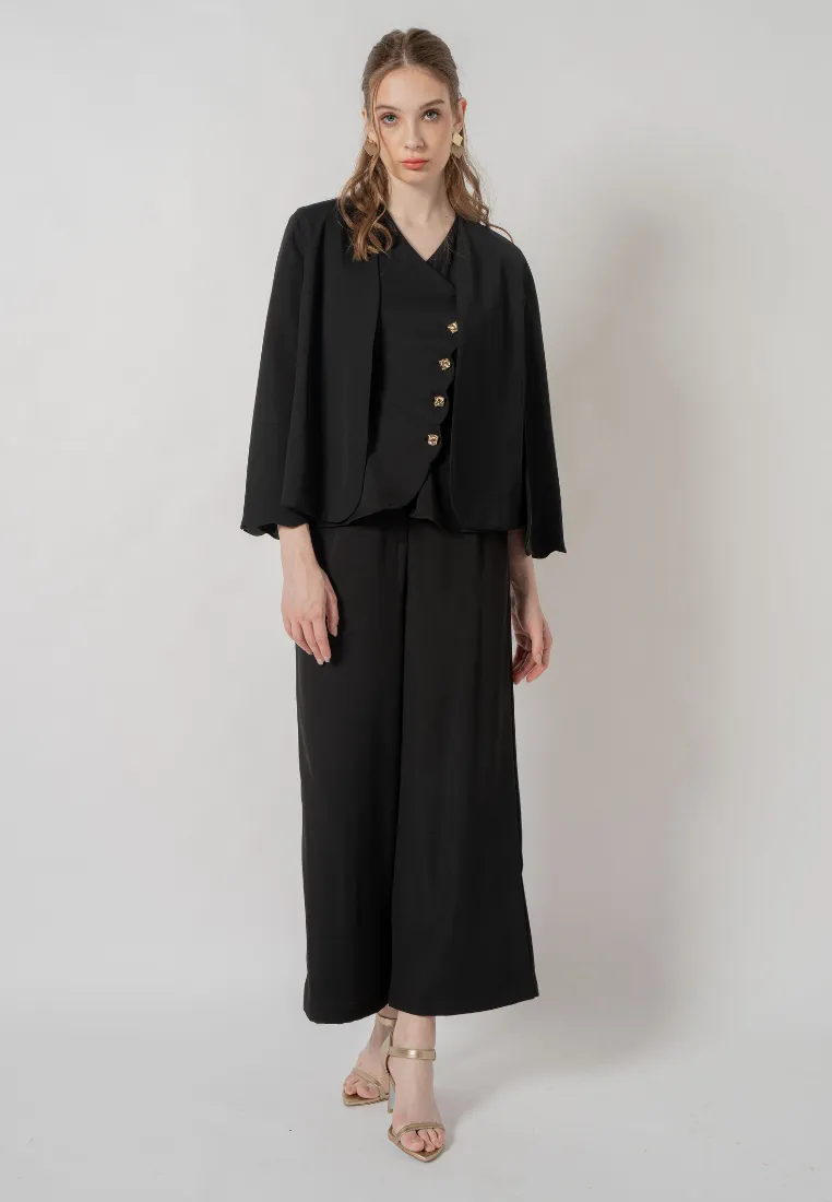 Zeya Tailored Cape Blazer (Black)